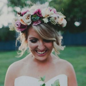 floral wreath for brides hair